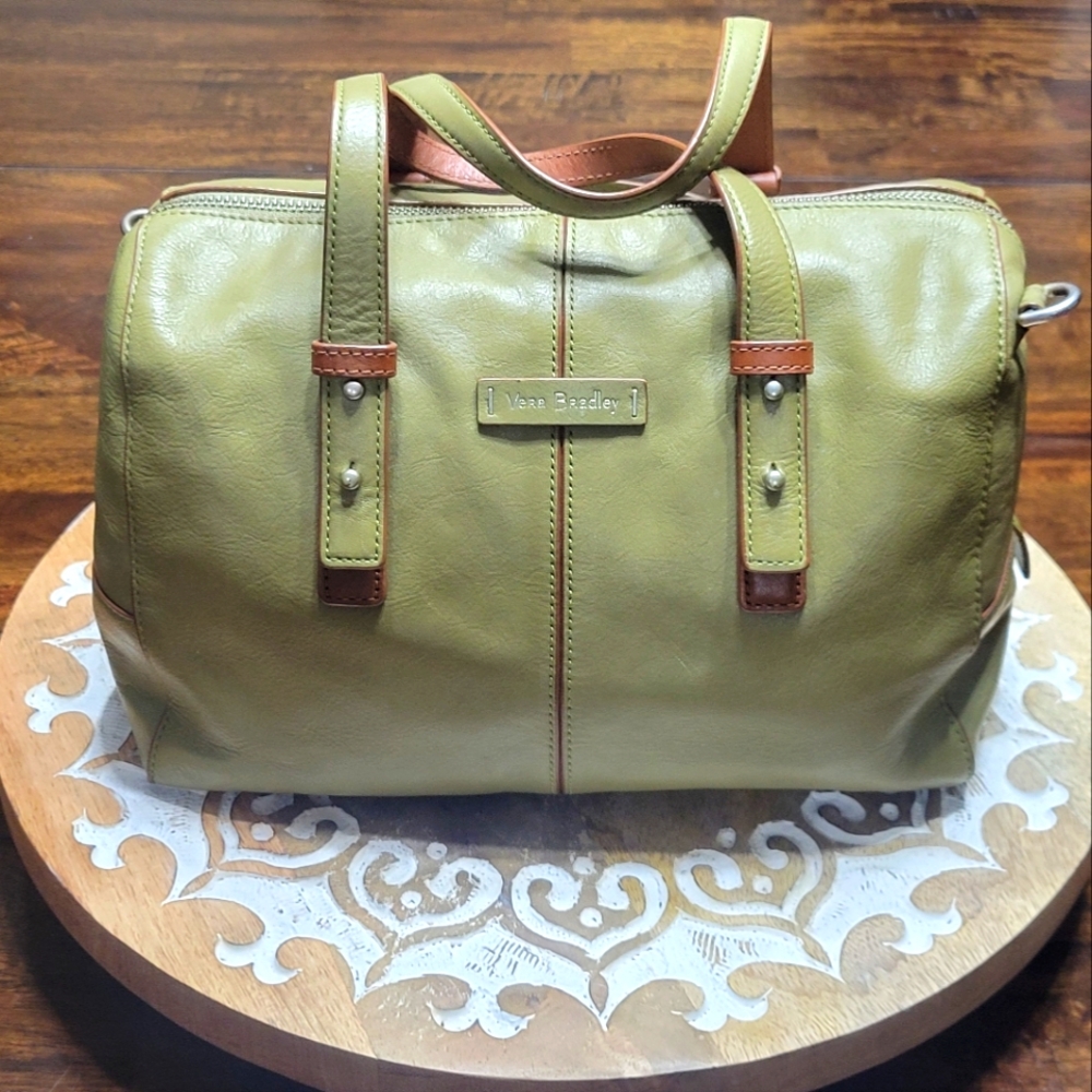 Vera Bradley Gallatin Cactus Green Leather Satchel